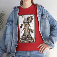 The Tower Tarot Card Graphic T-Shirt - Heavy Cotton Classic Fit Tee - Unisex White