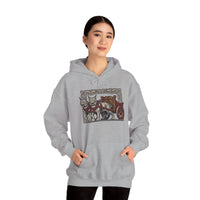 Freyja's Sacred Cats Chariot Graphic Hoodie - Cozy Fleece Pullover Hoodie - Unisex Off White
