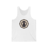 Meditating Dog Sacred Geometry Tank Top - Soft Airlume Cotton Retail Fit - Unisex White