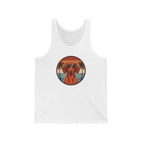 Dachshund 70s Sunset Aviators Tank Top - Lightweight Cotton Retail Fit - Unisex White
