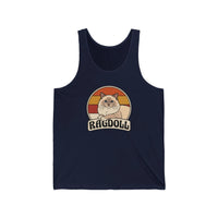 Ragdoll Cat Retro Sunset Tank Top - Soft Airlume Cotton Jersey - Unisex White