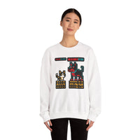 8-Bit Pixel Gaming Cats Boss Fight Sweatshirt - Heavyweight Cotton Blend Crewneck - Unisex Ash