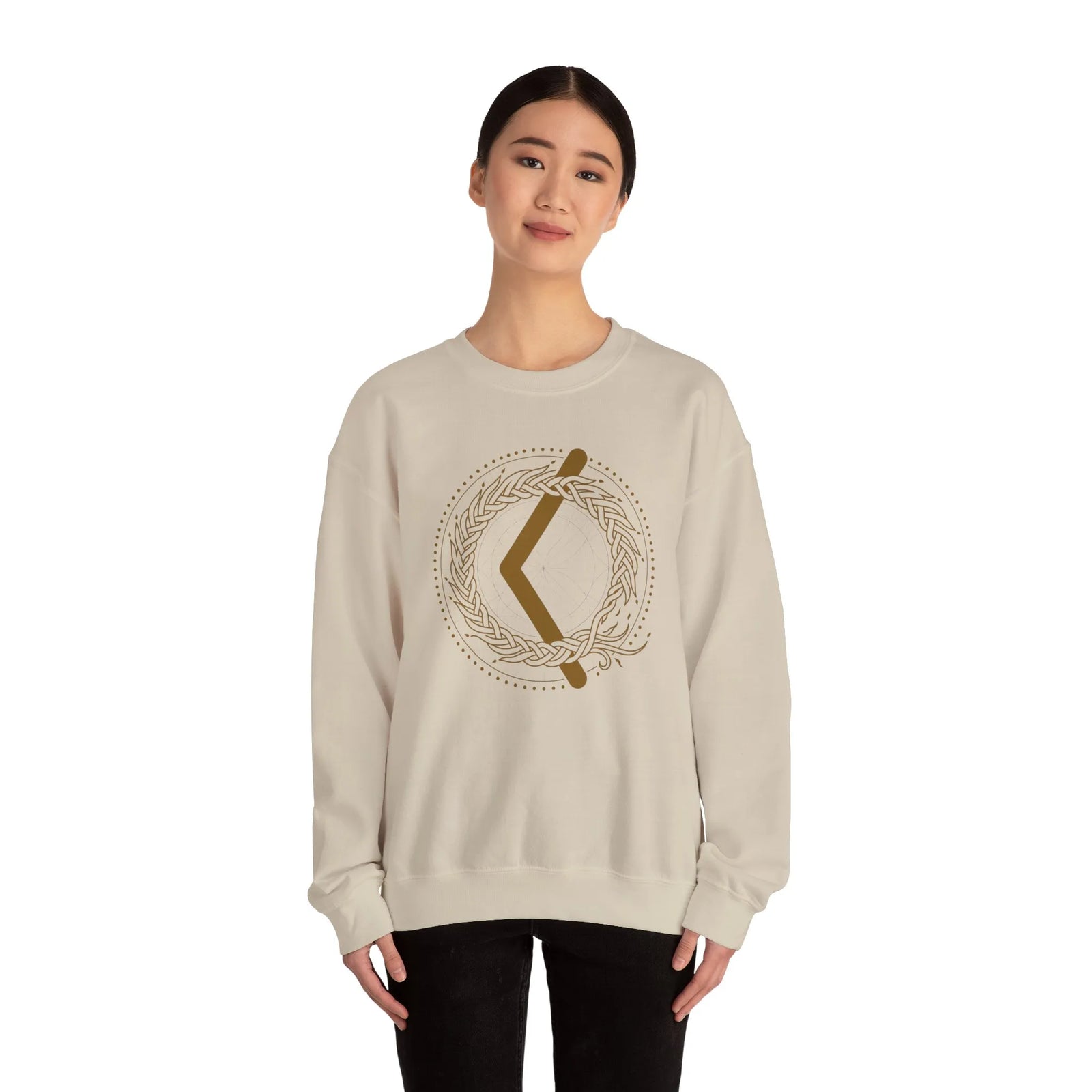 Kenaz Rune Creative Fire Sweatshirt - Heavy Cotton Blend Crewneck - Unisex Off White