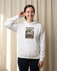 The Lovers Tarot Card Hoodie - Medium-Weight Fleece Pullover - Unisex White