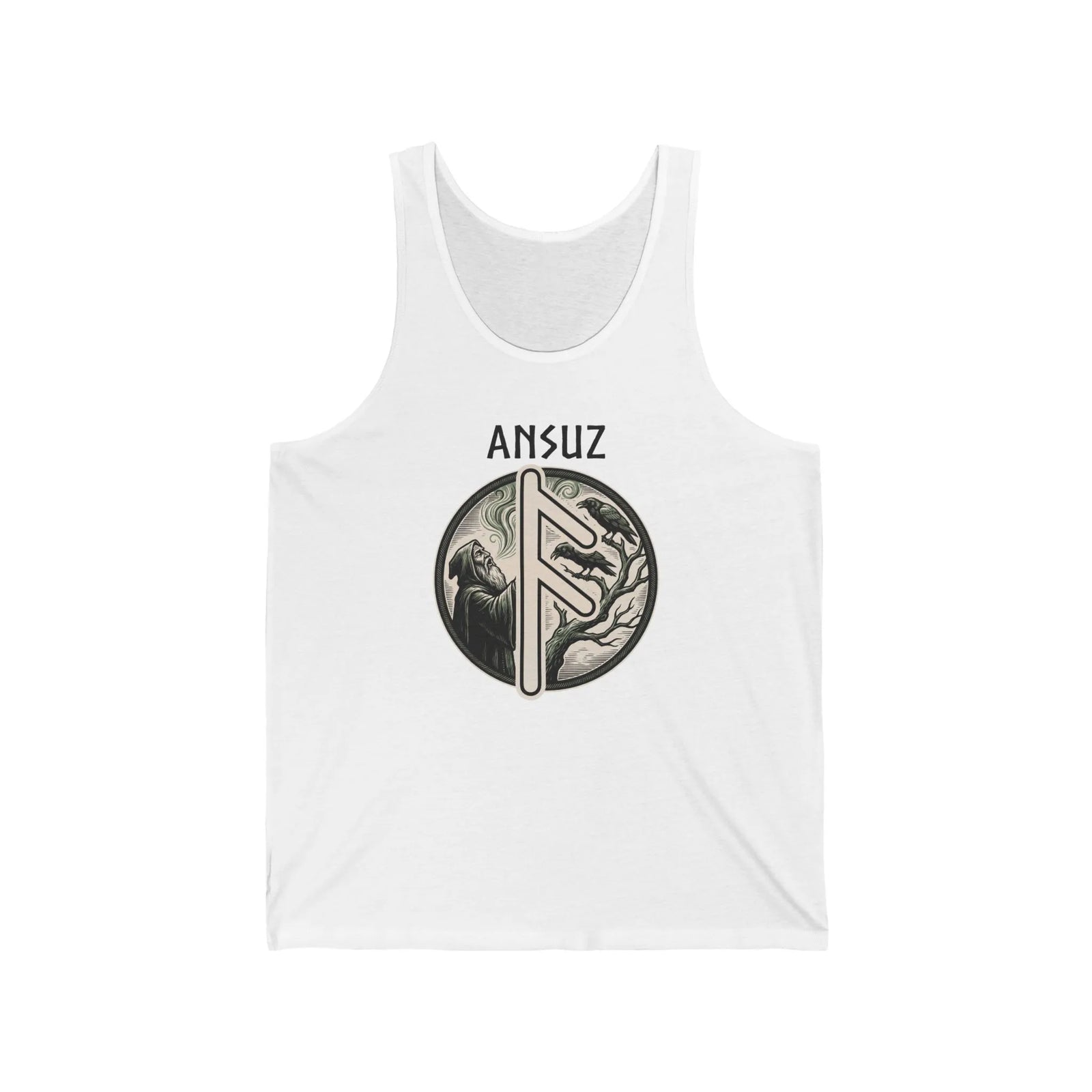Ansuz Rune Divine Speech Tank Top - Lightweight Cotton Retail Fit Jersey - Unisex White