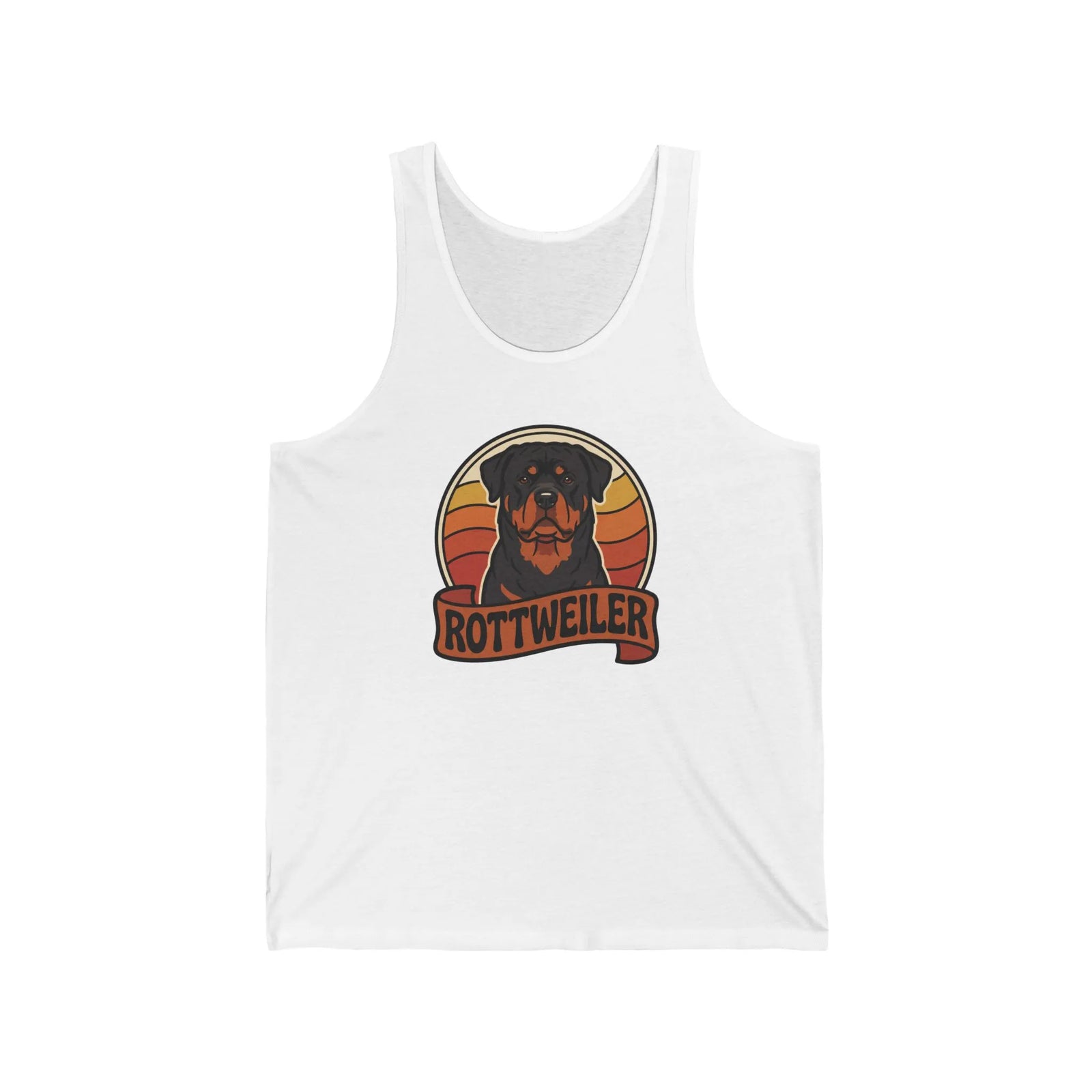 Rottweiler Retro 70s Sunset Tank Top - Soft 100% Cotton Jersey - Unisex Athletic Heather