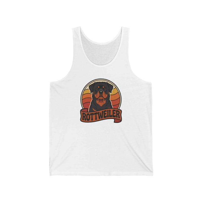 Rottweiler Retro 70s Sunset Tank Top - Soft 100% Cotton Jersey - Unisex Athletic Heather