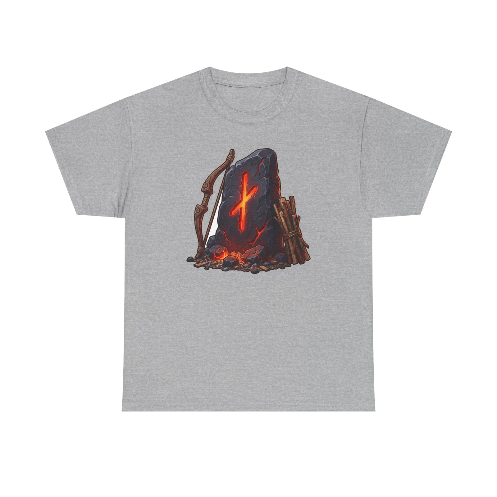 Nauthiz Rune Need-Fire Graphic T-Shirt - Heavyweight 100% Cotton Classic Fit - Unisex White