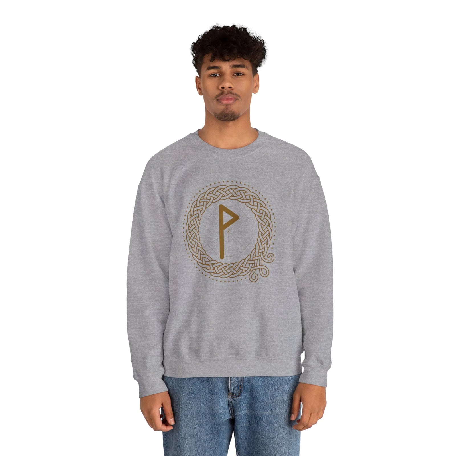 Wunjo Rune Joy Sweatshirt - Heavy Blend Classic Crewneck - Unisex White