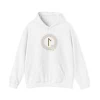 Laguz Rune Norse Knotwork Hoodie - Soft Cotton Poly Blend Pullover - Unisex White