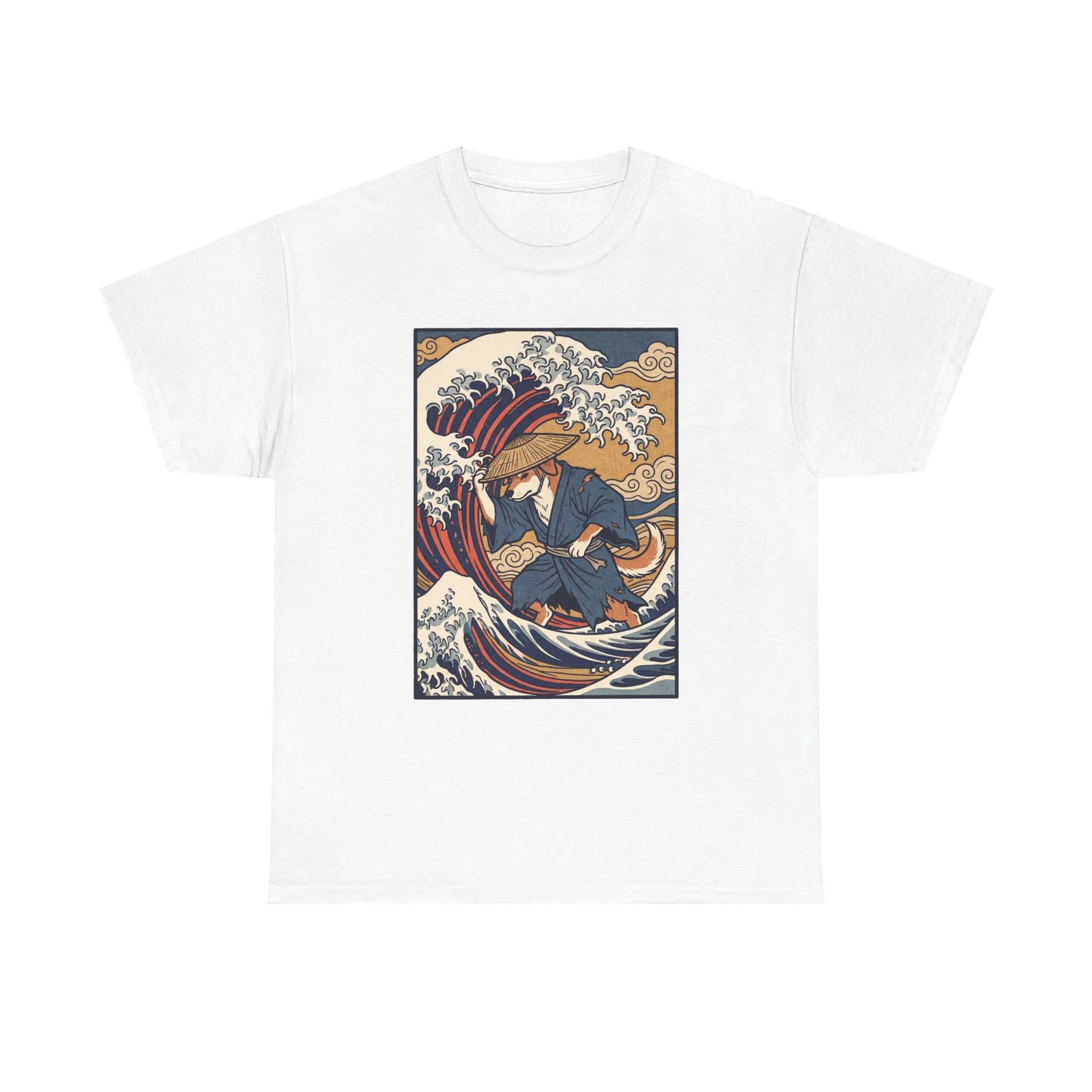 Ronin and the Wave Ukiyo-e T-Shirt - Heavy Cotton Classic Fit Tee - Unisex Off White
