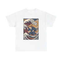 Ronin and the Wave Ukiyo-e T-Shirt - Heavy Cotton Classic Fit Tee - Unisex Off White