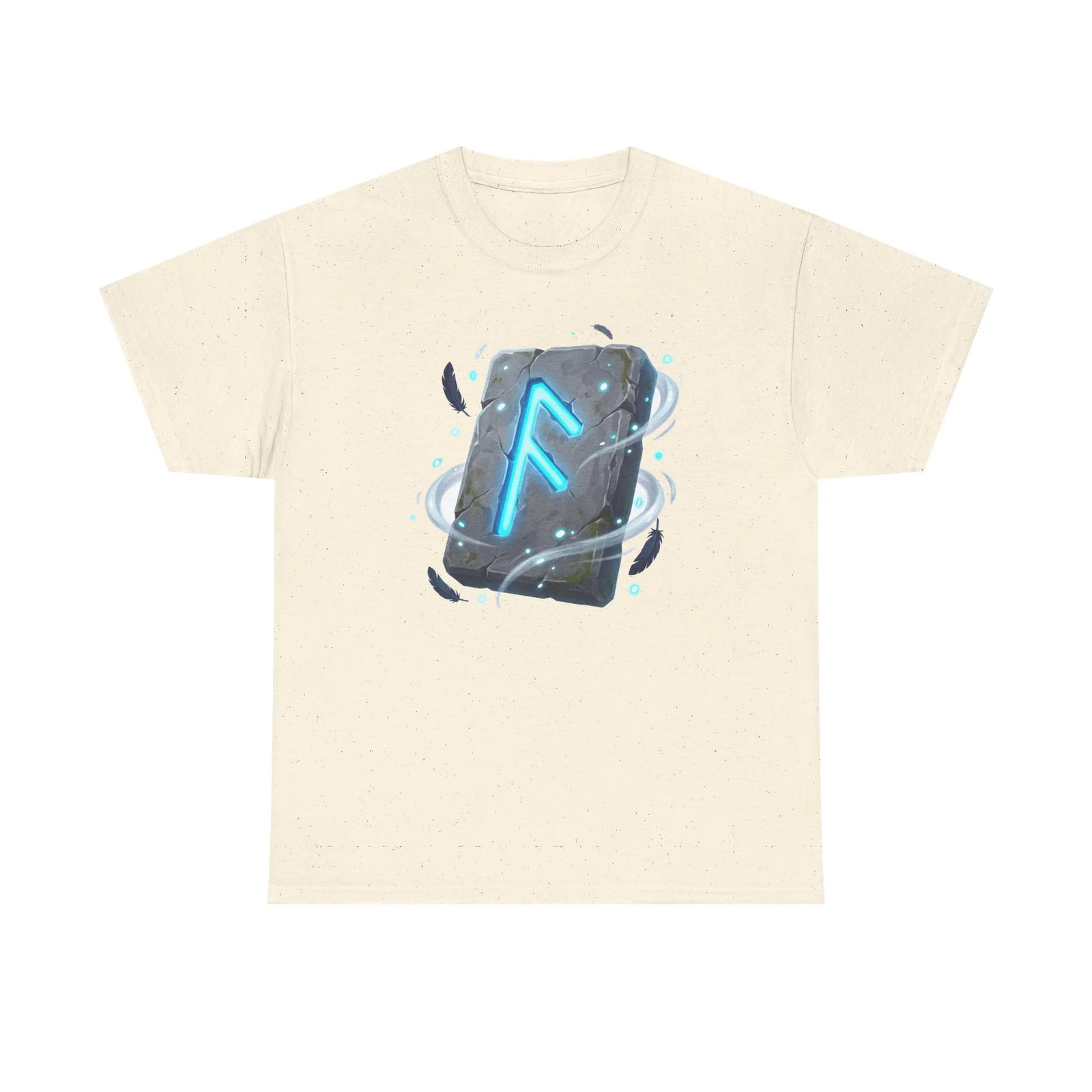 Ansuz Rune Odin's Raven Graphic T-Shirt - Heavy Cotton Classic Fit Crewneck Tee - Unisex White