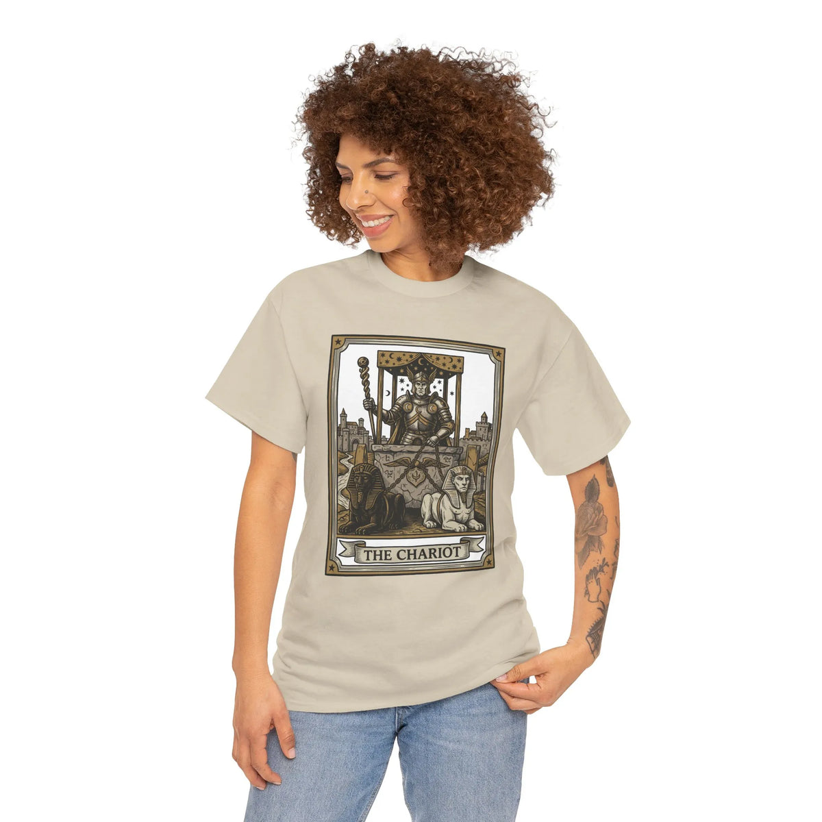 The Chariot Tarot Card T-Shirt - Heavy Cotton Classic Fit Tee - Unisex White