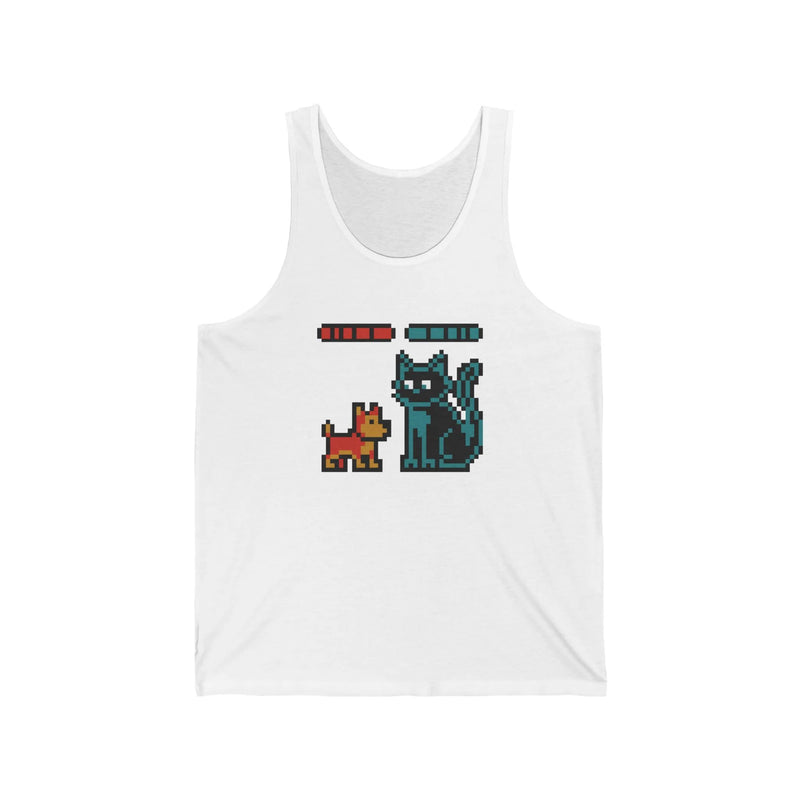 Boss Fight 8-Bit Pixel Gaming Dogs Tank Top - Soft Airlume Cotton Jersey - Unisex Athletic Heather