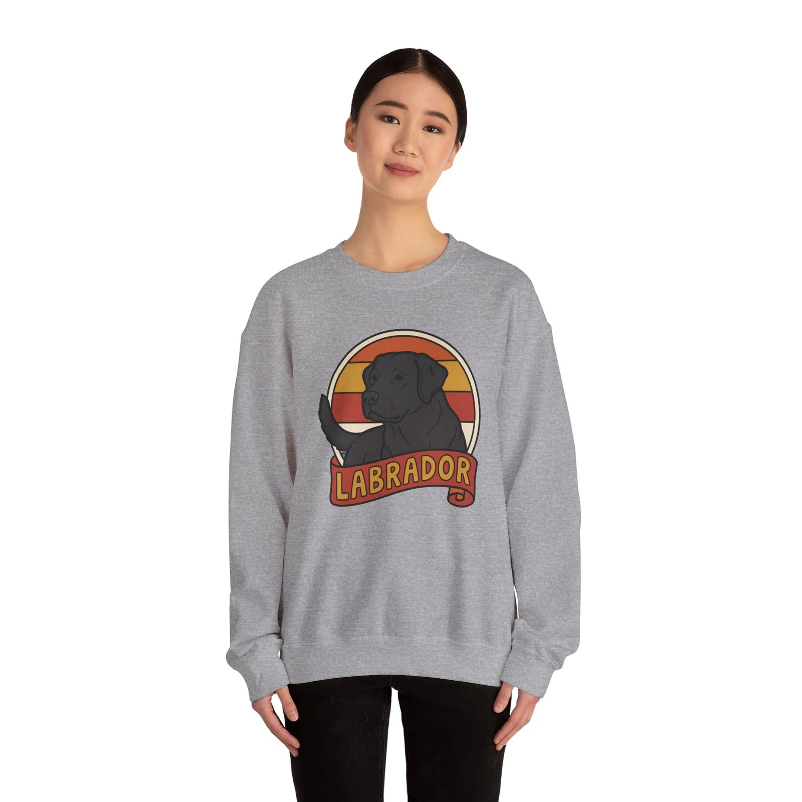 Labrador Retro 70s Sunset Sweatshirt - Heavy Blend Fleece Crewneck - Unisex White