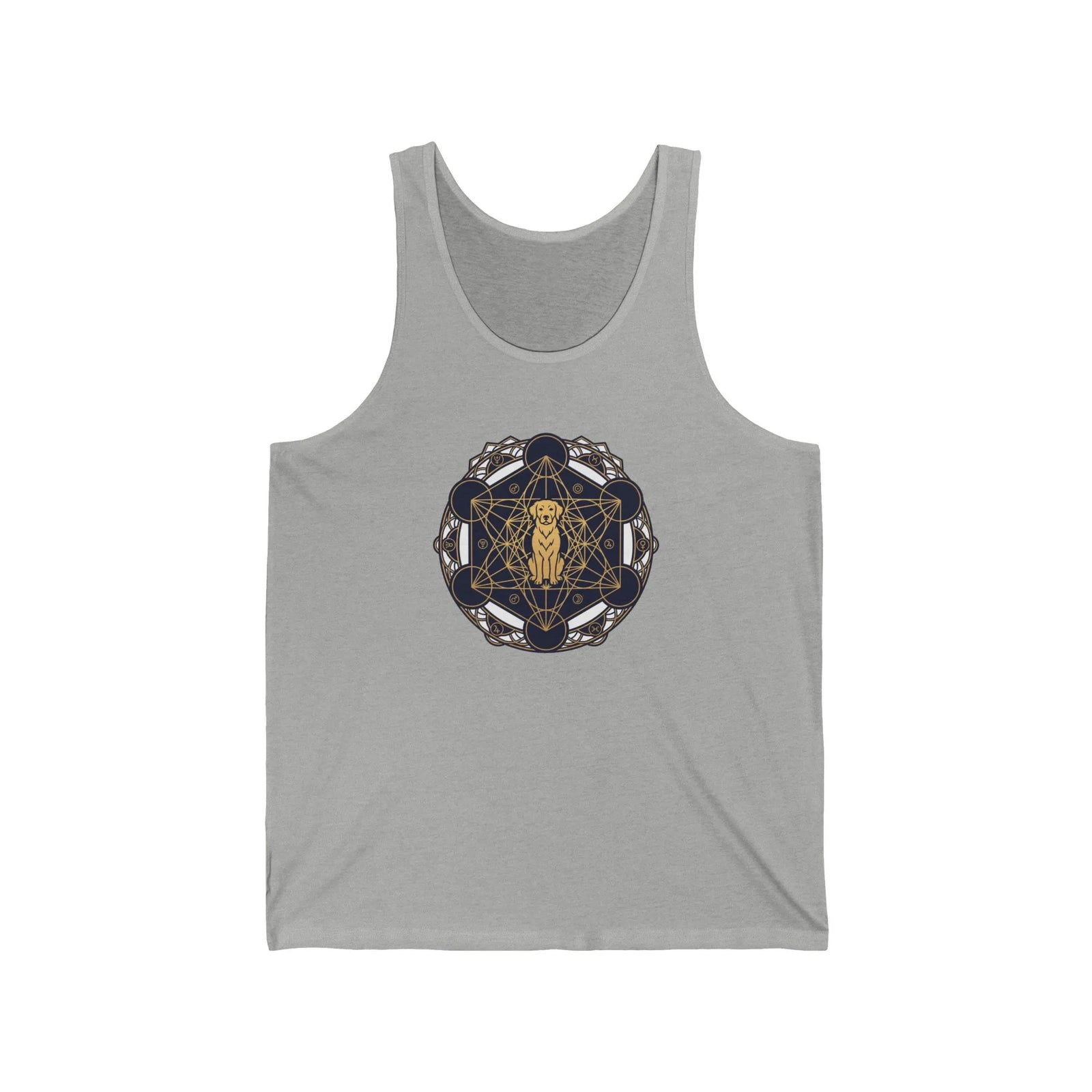 Metatron's Hound Sacred Geometry Tank Top - Lightweight Combed Cotton Retail Fit - Unisex White