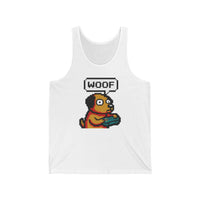Player One 8-Bit Gaming Dog Tank Top - Soft Combed Cotton Jersey Fit - Unisex White