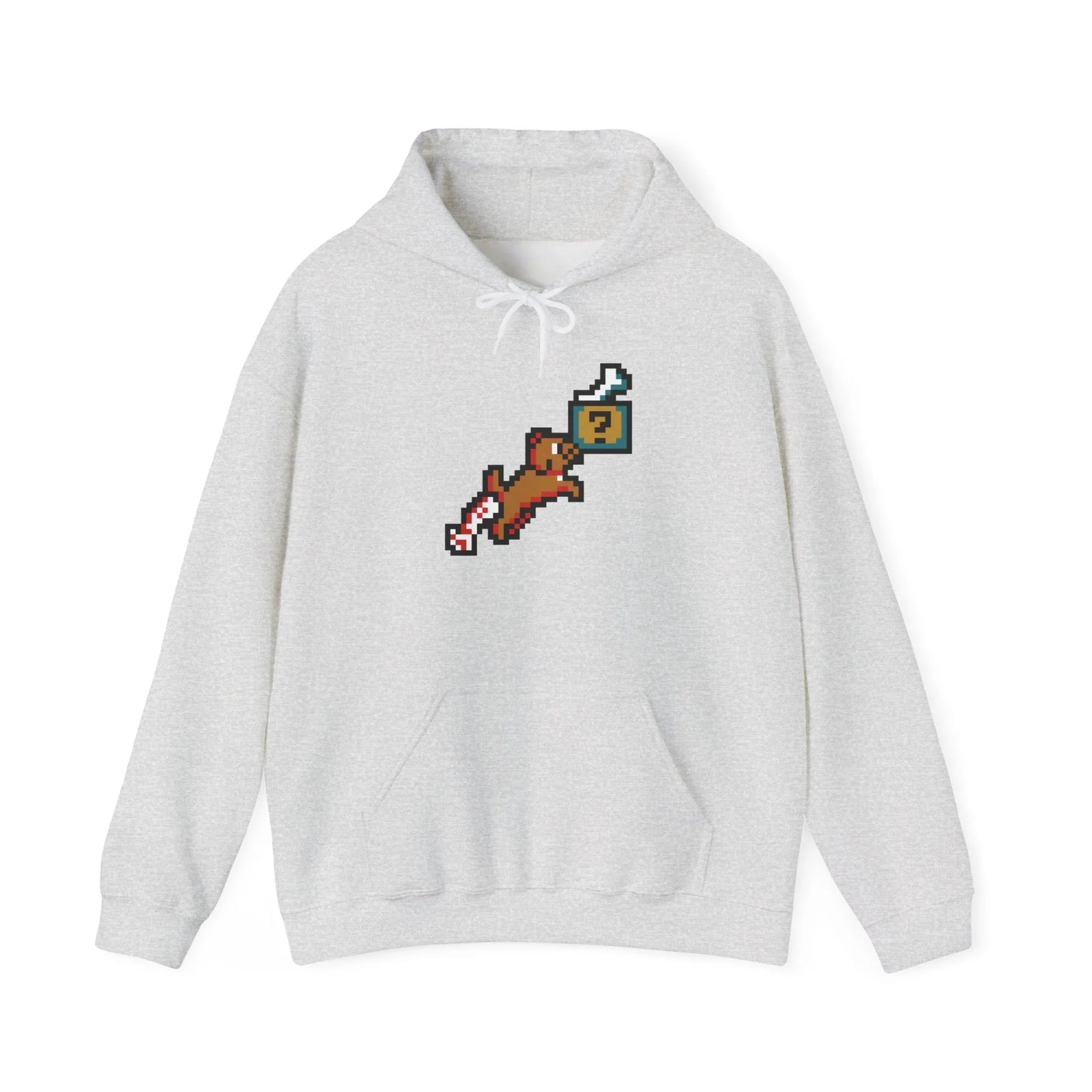 8-Bit Pixel Gaming Dog Fetch Quest Hoodie - Medium Heavy Blend Fleece Pullover - Unisex Off White