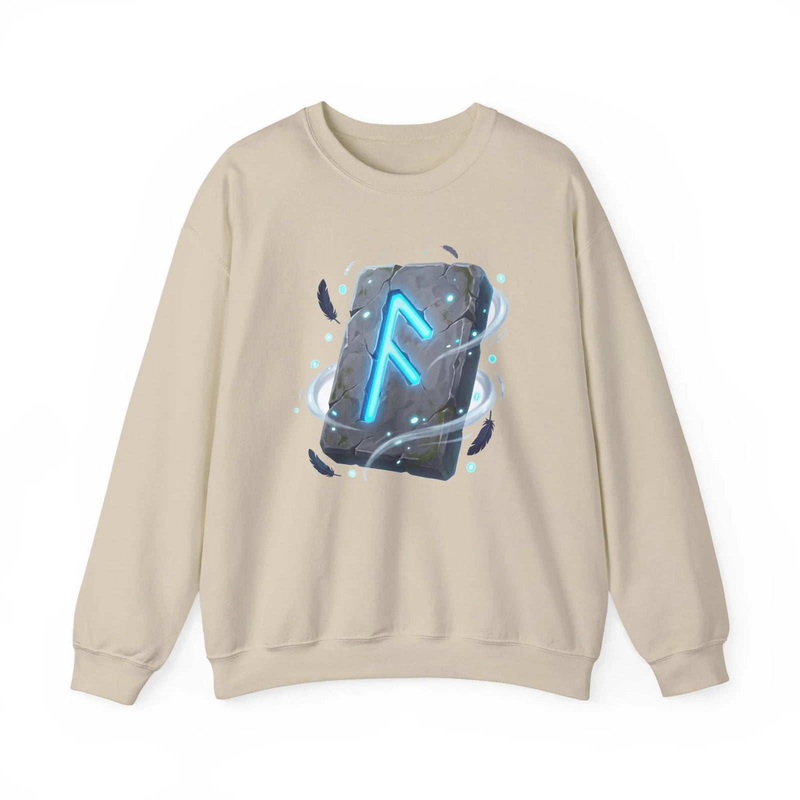 Ansuz Rune Divine Speech Graphic Sweatshirt - Heavy Blend Fleece Crewneck - Unisex White