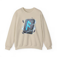 Ansuz Rune Divine Speech Graphic Sweatshirt - Heavy Blend Fleece Crewneck - Unisex White
