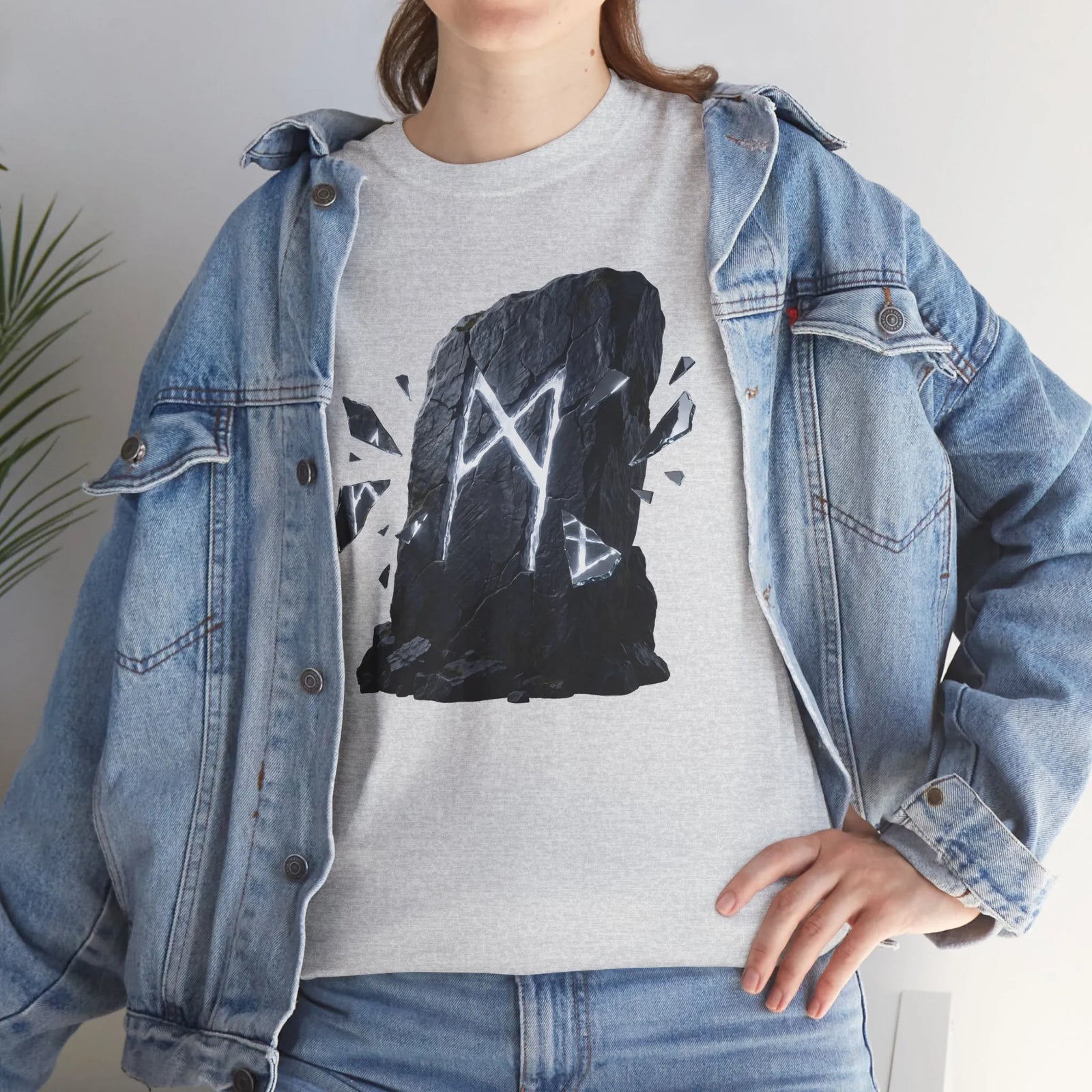 Mannaz Rune Humanity T-Shirt - Heavy Cotton Classic Fit Tee - Unisex White