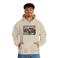 Freyja's Sacred Cats Chariot Graphic Hoodie - Cozy Fleece Pullover Hoodie - Unisex Off White