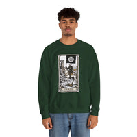 Tarot Death Card Graphic Sweatshirt - Heavy Blend Classic Fit Crewneck - Unisex White