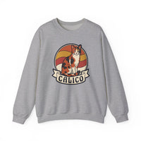 Calico Cat Retro 70s Sunset Sweatshirt - Heavy Blend Classic Fit Fleece - Unisex White