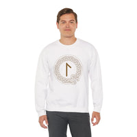 Laguz Rune Knotwork Graphic Sweatshirt - Heavy Blend Cotton Poly Fleece - Unisex White