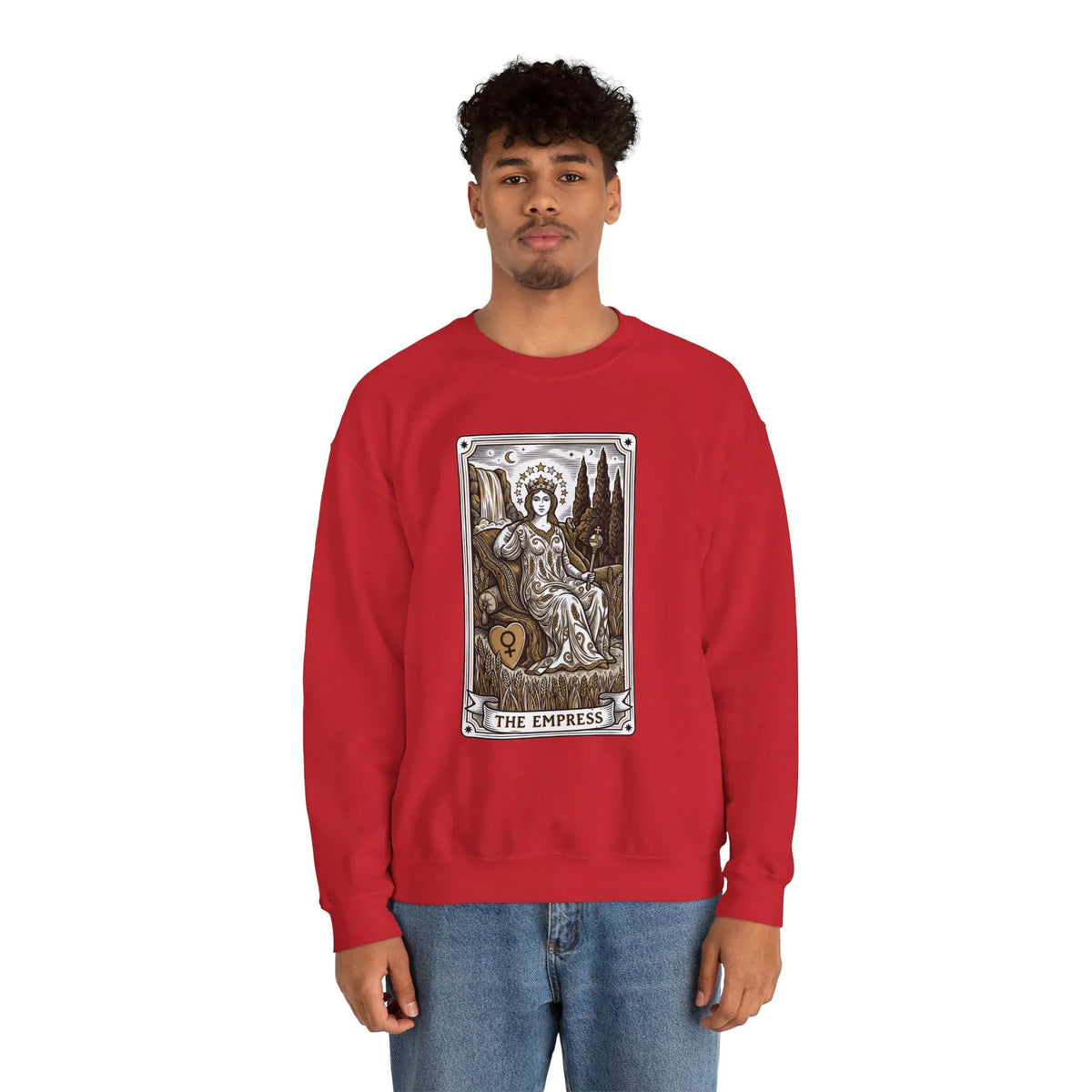 Major Arcana Empress Tarot Card Sweatshirt - Soft Heavy Blend Crewneck - Unisex White