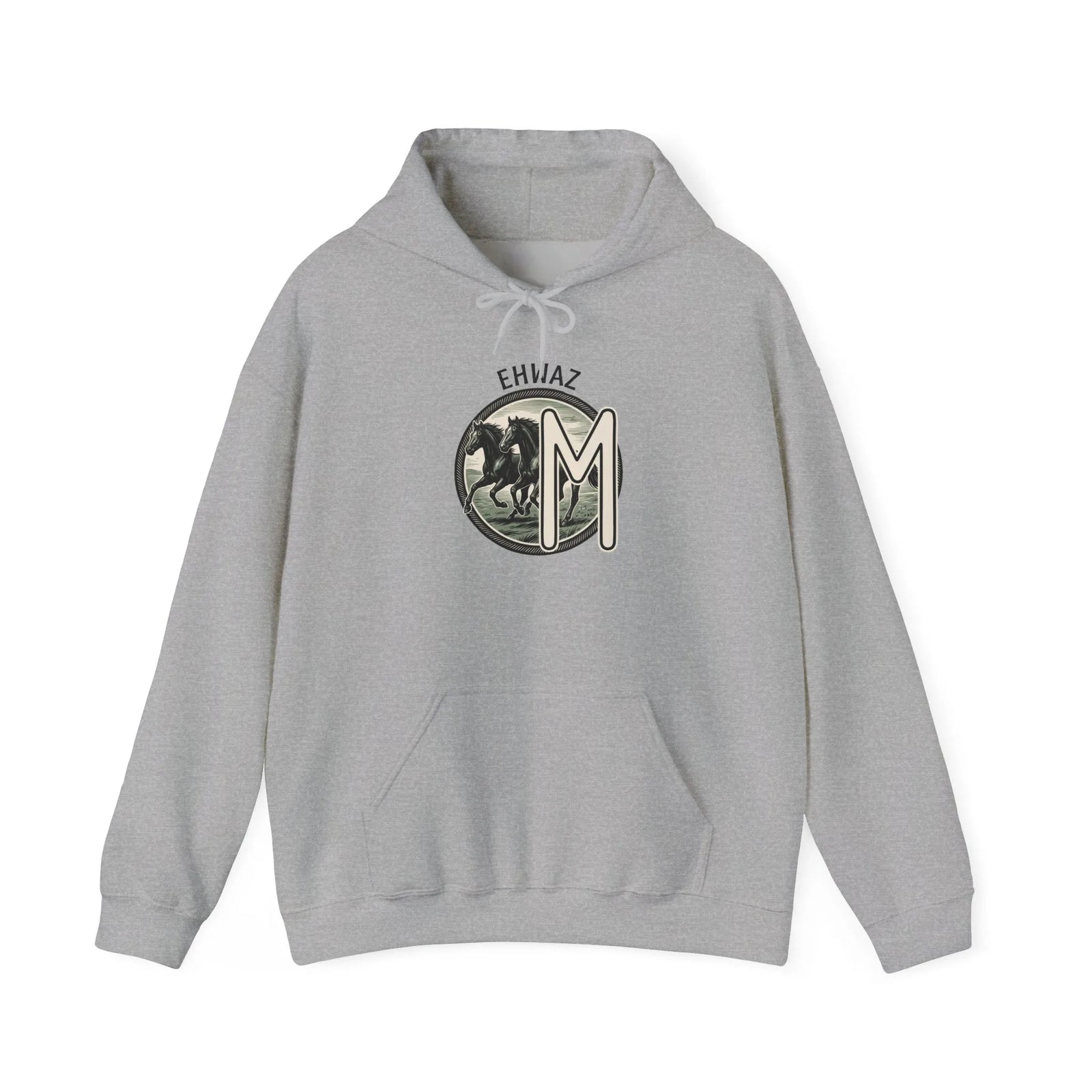 Ehwaz Divine Twins Horse Rider Hoodie - Medium-Heavy Cotton Blend Hoodie - Unisex White