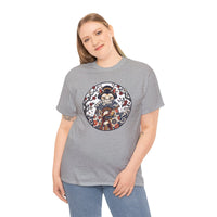 Ukiyo-e Samurai Cat Fan Dancer T-Shirt - Heavy Cotton Classic Fit Tee - Unisex White