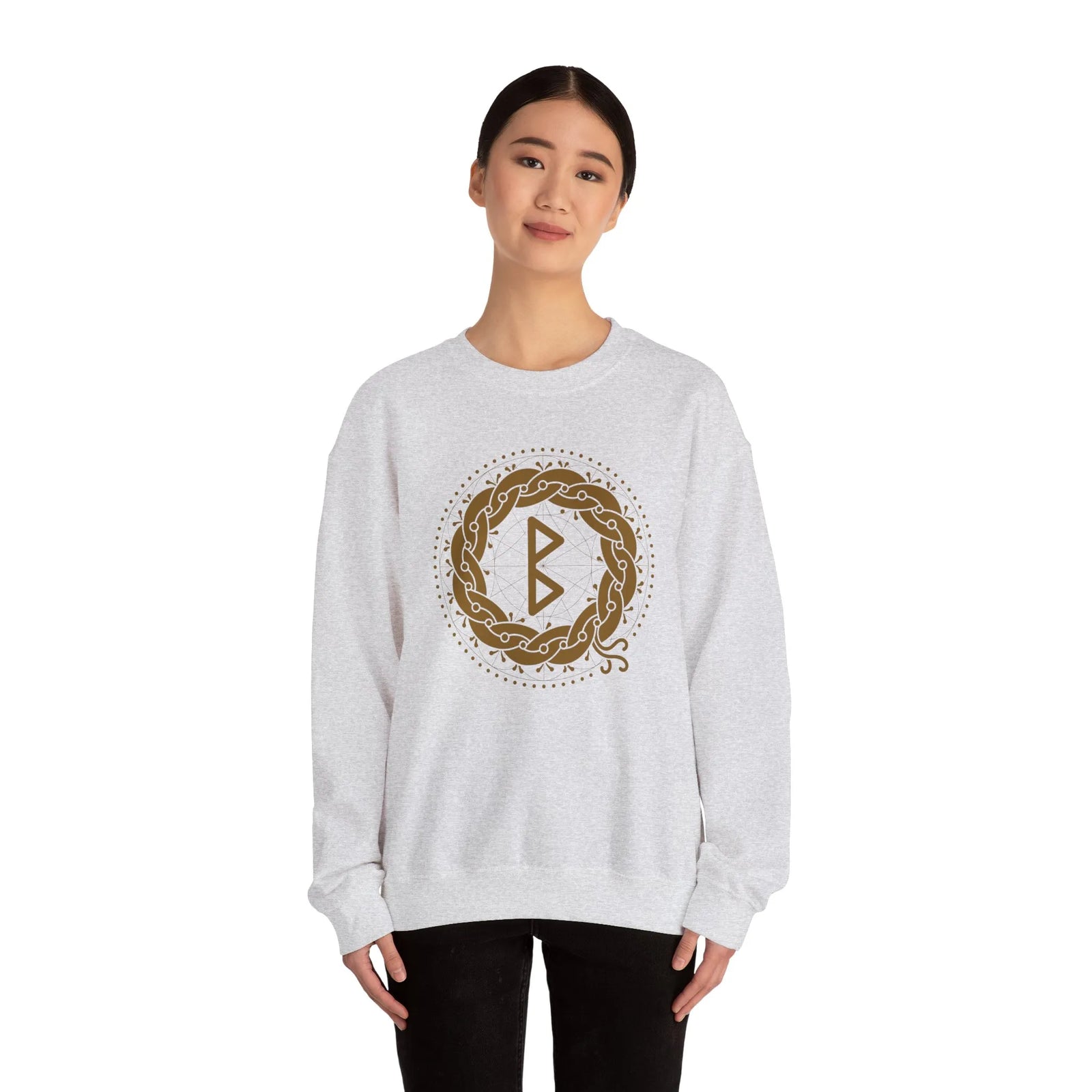 Berkana Earth Mother Rune Sweatshirt - Midweight Cotton Blend Fleece - Unisex White