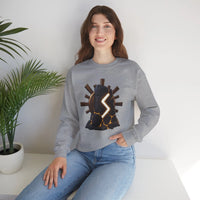 Sowulo Rune Sun Graphic Sweatshirt - Classic Fit Fleece Crewneck - Unisex White
