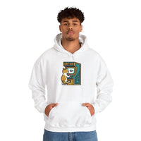 Arcade Gaming Pixel Cat Hoodie - Classic Fit Cotton Blend Pullover - Unisex White