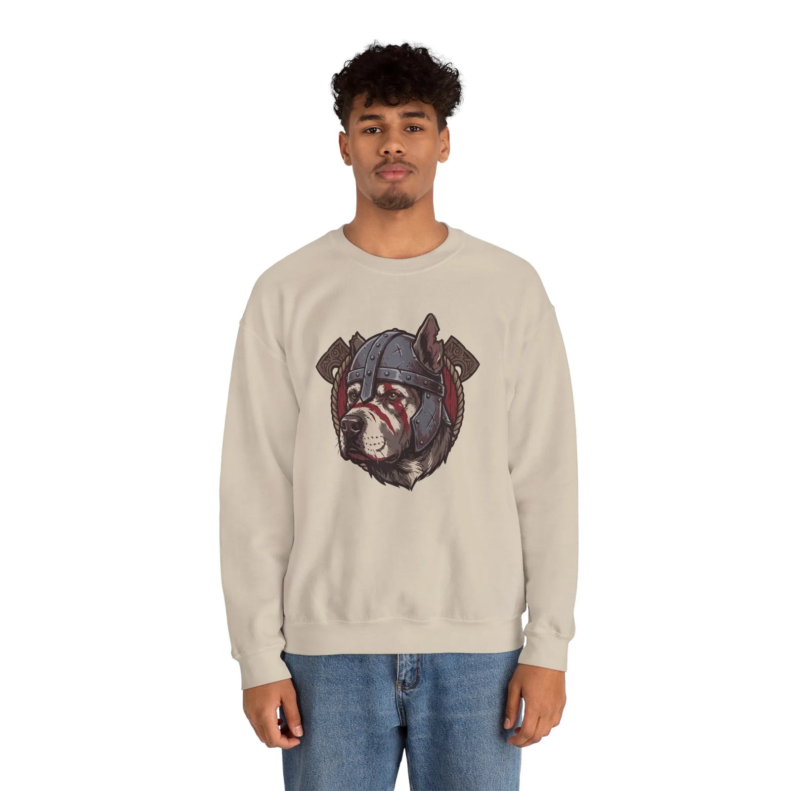 Warpaint Viking Berserker Dog Sweatshirt - Durable Cotton Blend Fleece Crew - Unisex White