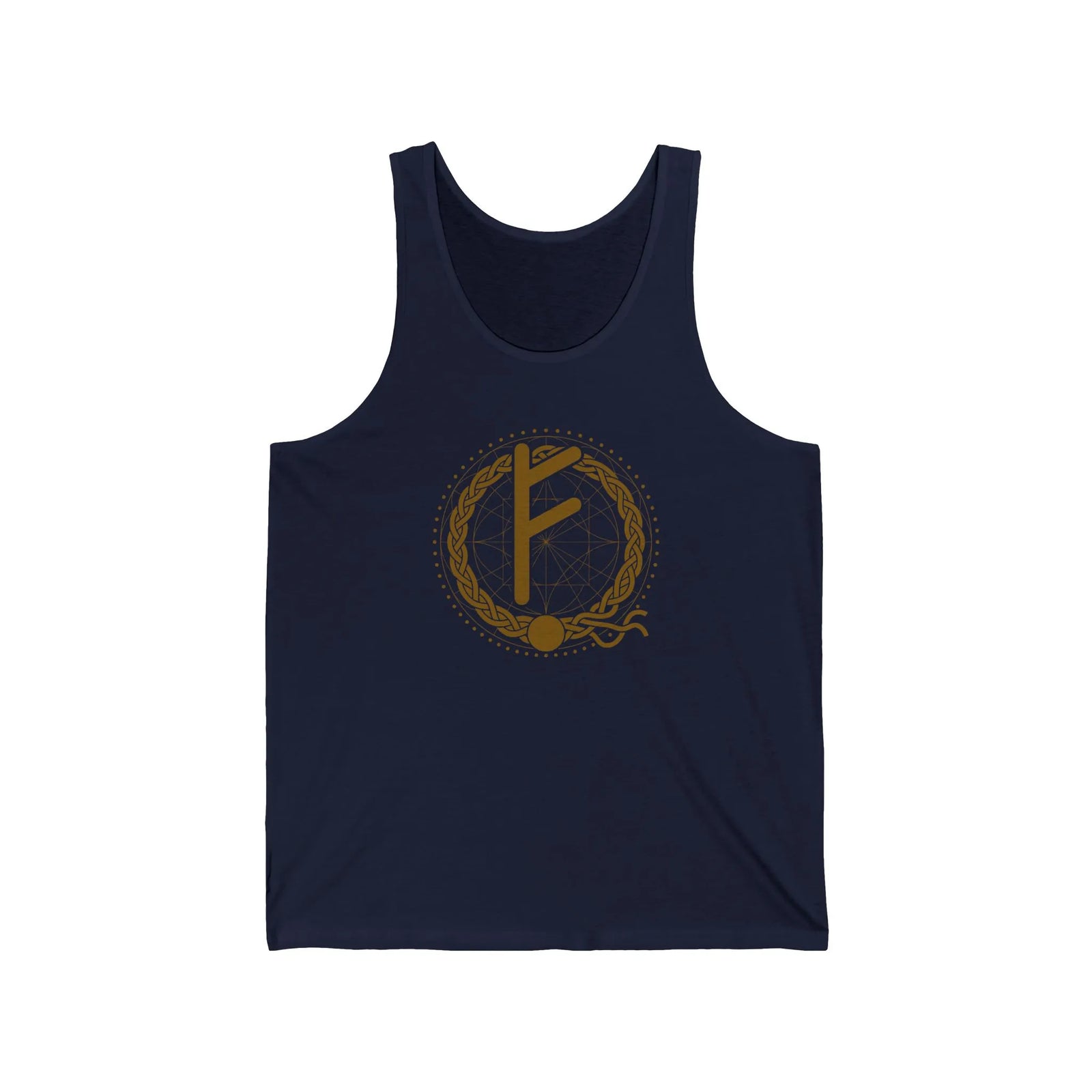 Fehu Wealth Rune Graphic Tank Top - Soft Combed Cotton Jersey - Unisex Athletic Heather