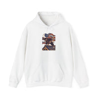 Ninja Cat Ukiyo-e Samurai Hoodie - Soft Fleece Blend Pullover - Unisex White