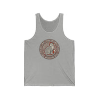 Freyja's Knotwork Cat Tank Top - Lightweight Cotton Jersey Retail Fit - Unisex White