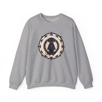Meditating Dog Sacred Geometry Sweatshirt - Heavy Blend Fleece Crewneck - Unisex White