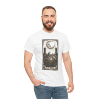 Moonlight Wolves Tarot Graphic T-Shirt - Heavy Cotton Classic Fit Crewneck - Unisex White