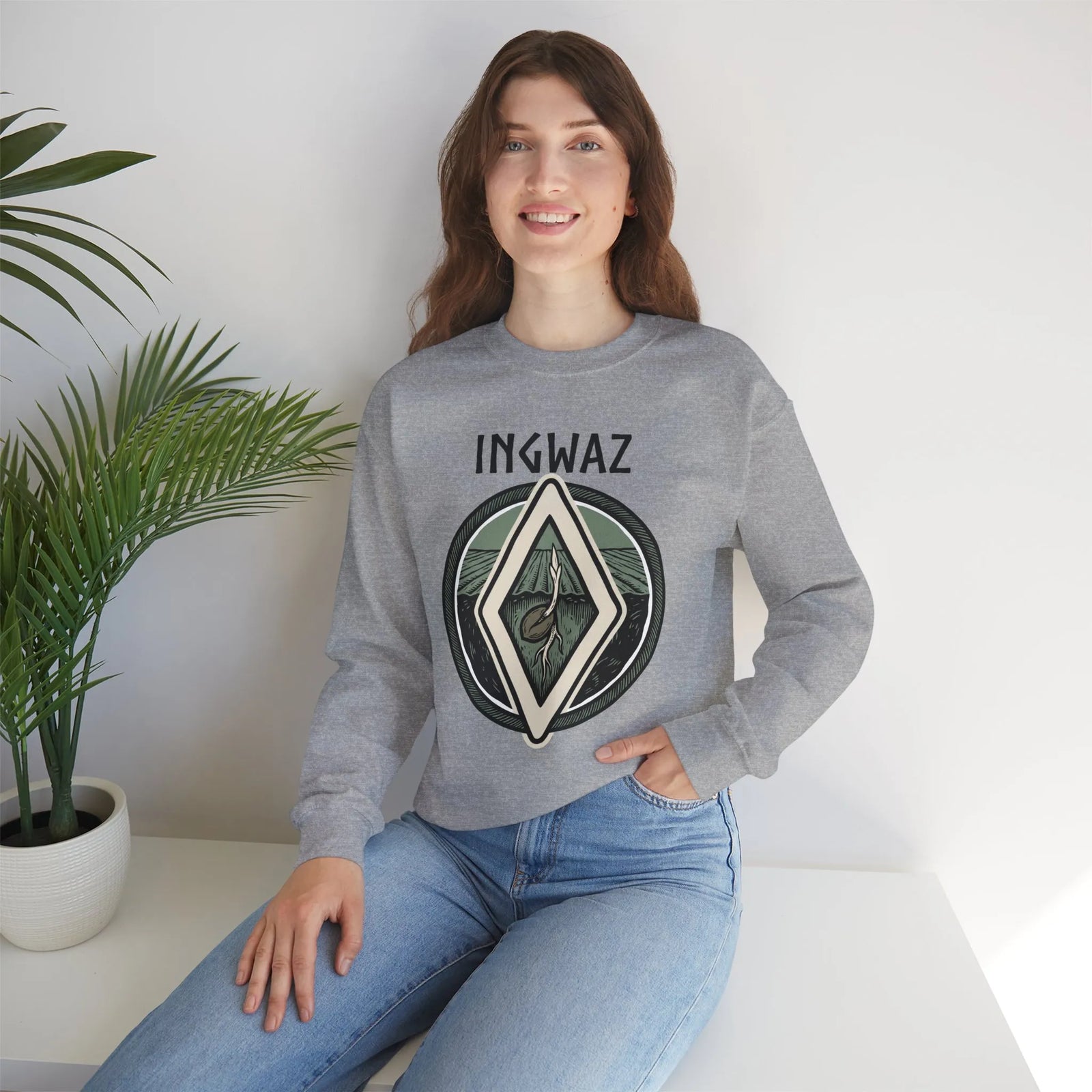 Ingwaz Rune Seed Potential Sweatshirt - Classic Fit Heavy Blend Crewneck - Unisex Ash