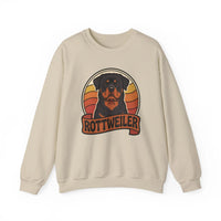 Rottweiler Retro Sunset Sweatshirt - Heavy Blend Fleece Crewneck - Unisex White