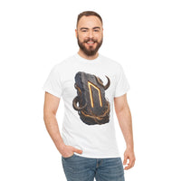 Uruz Rune Wild Ox Strength T-Shirt - Heavy Cotton Classic Fit Tee - Unisex White