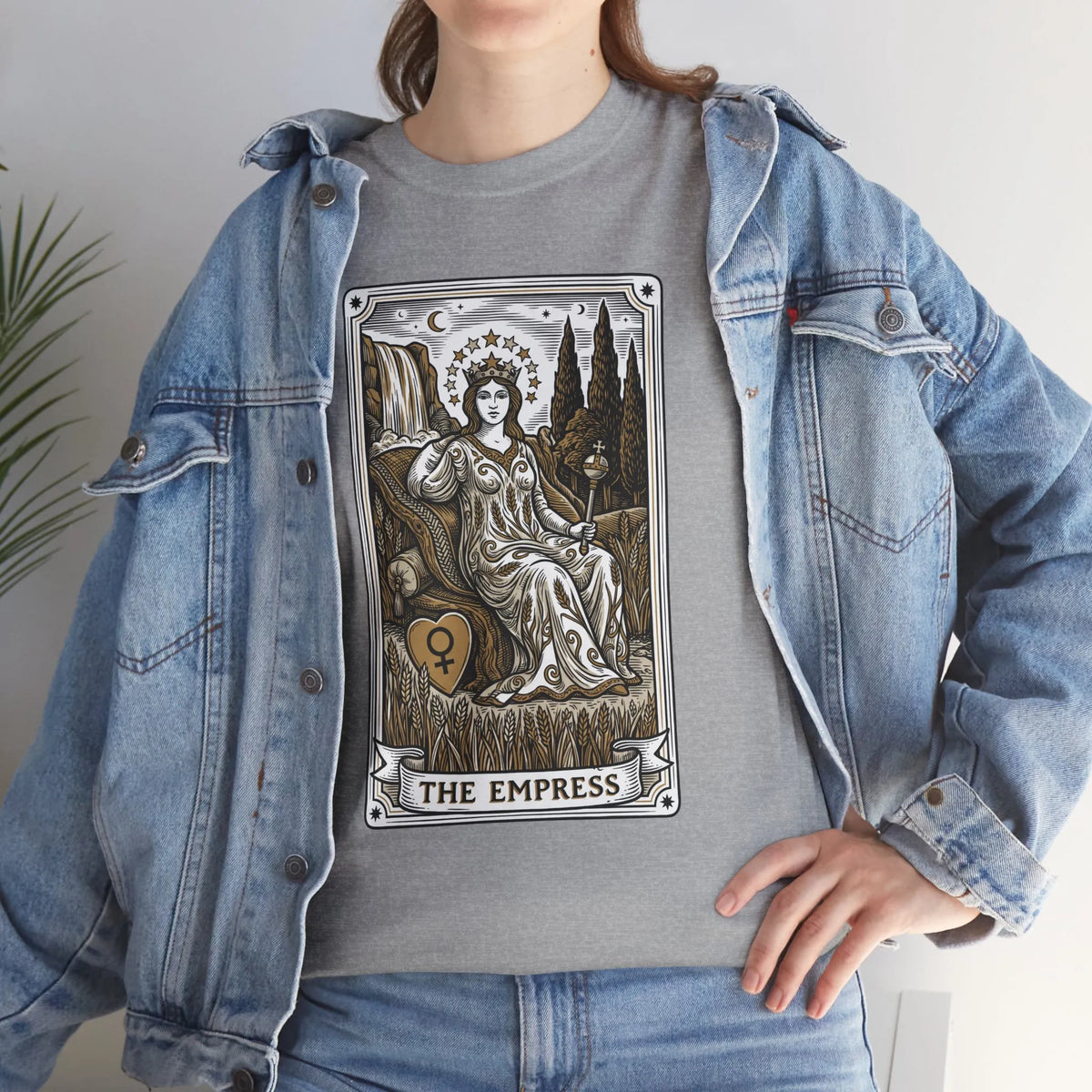 Empress Tarot Card Graphic T-Shirt - Heavy Cotton Classic Fit Tee - Unisex White