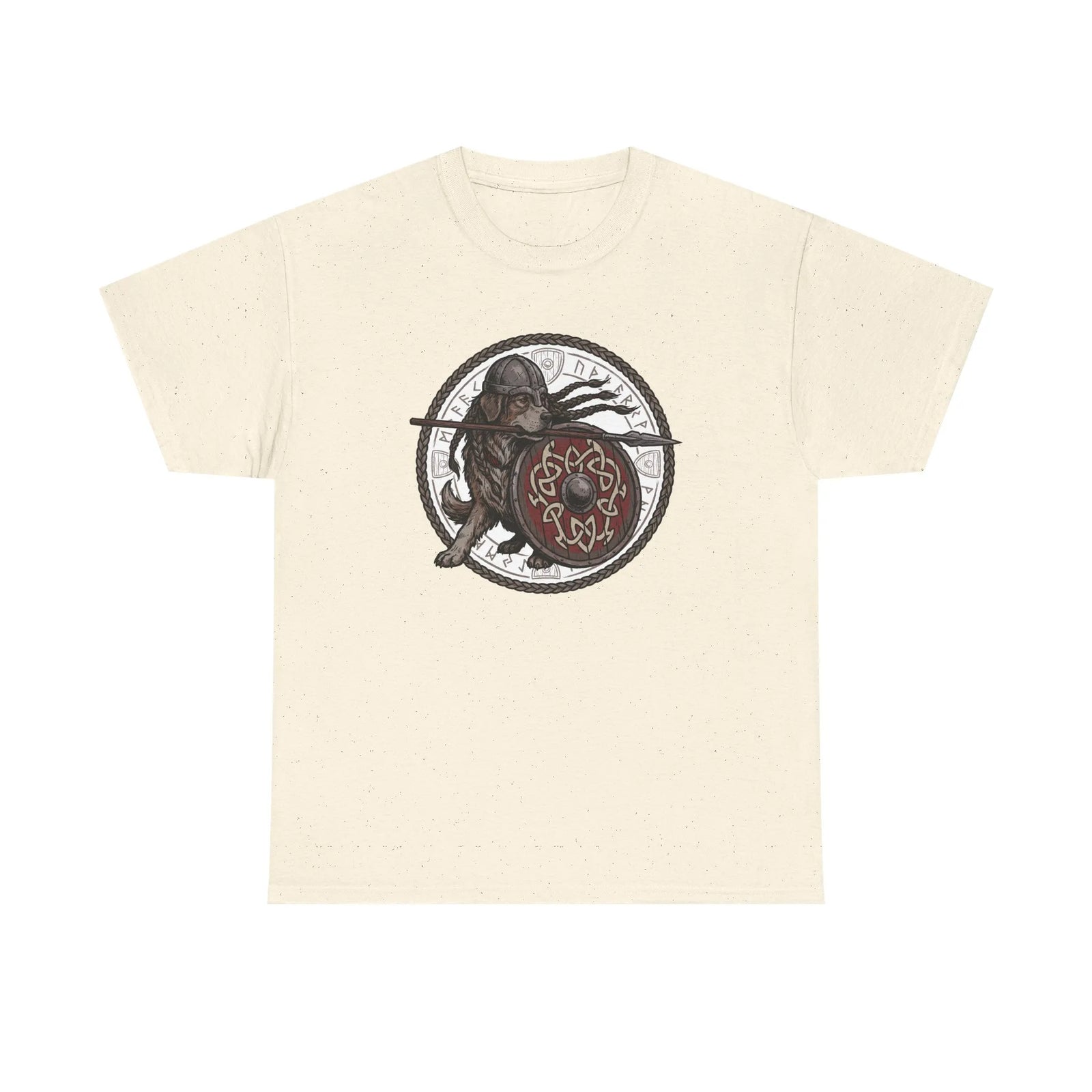 Viking Berserker Dog Shieldmaiden T-Shirt - Heavyweight 100% Cotton Classic Tee - Unisex White