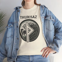 Thurisaz Rune Wolf Thorn T-Shirt - Medium Weight 100% Cotton Tee - Unisex White