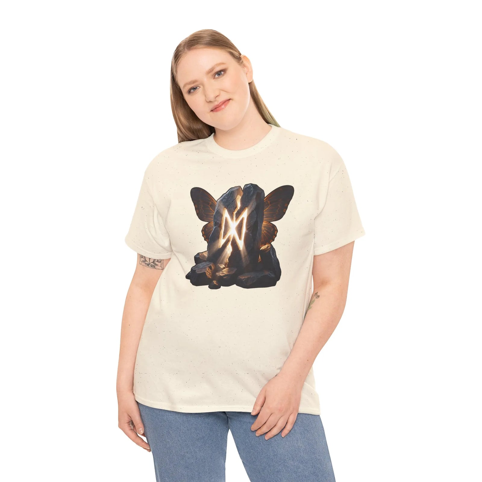 Dagaz Rune Breakthrough Symbol T-Shirt - Heavyweight 100% Cotton Classic Fit Tee - Unisex White