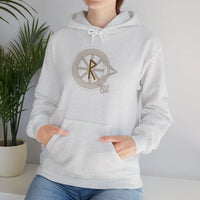 Raido Rune Journey Graphic Hoodie - Heavy Blend Fleece Pullover - Unisex White